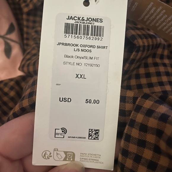NWT Jack & Jones Premium Oxford Button Down Shirt Brown Black Checkered Size XXL - Picture 11 of 11